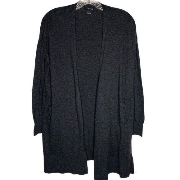 Trouve Gray Long Sleeve Open Front Long Cardigan Sweater Pockets XS - Picture 1 of 7
